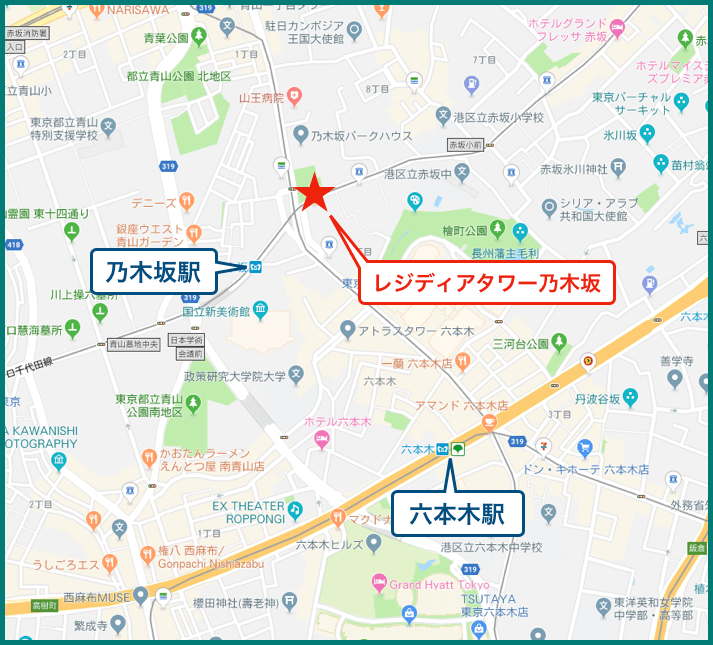 レディジアタワー乃木坂の地図