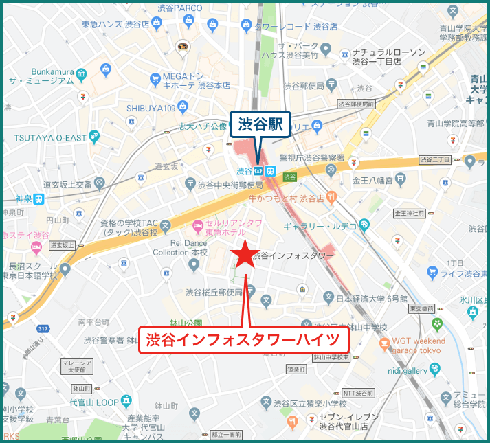 渋谷インフォスタワーハイツの地図