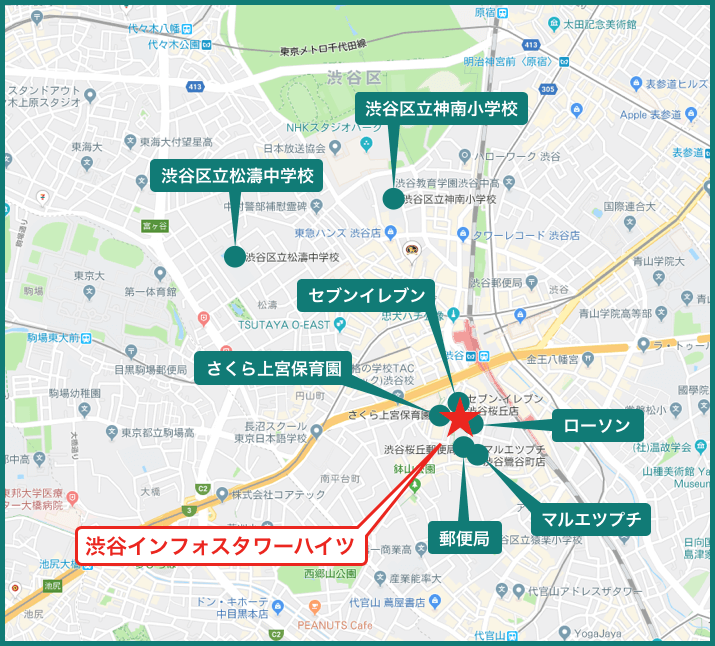 渋谷インフォスタワーハイツの周辺施設