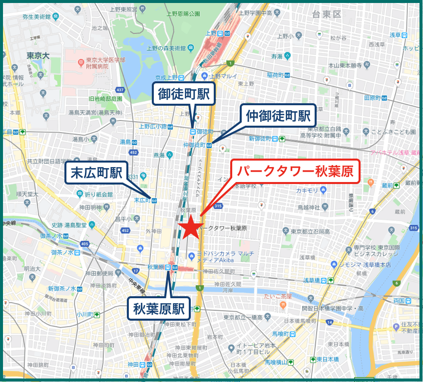 パークタワー秋葉原の地図