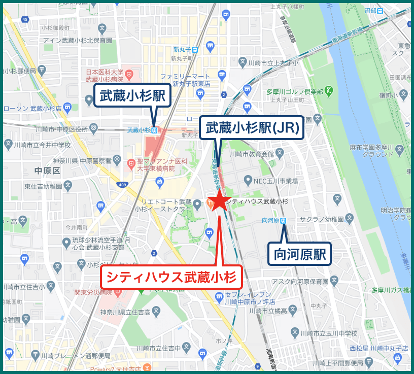 シティハウス武蔵小杉の地図