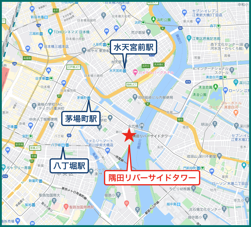 隅田リバーサイドタワーの地図