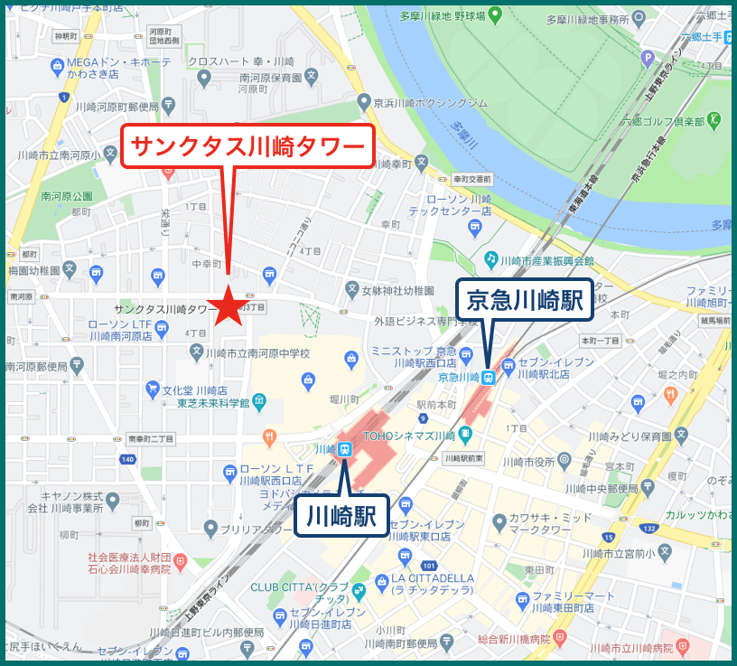 サンクタス川崎タワーの地図