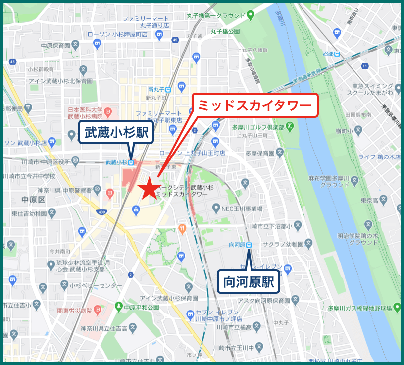 パークシティ武蔵小杉ミッドスカイタワーの地図
