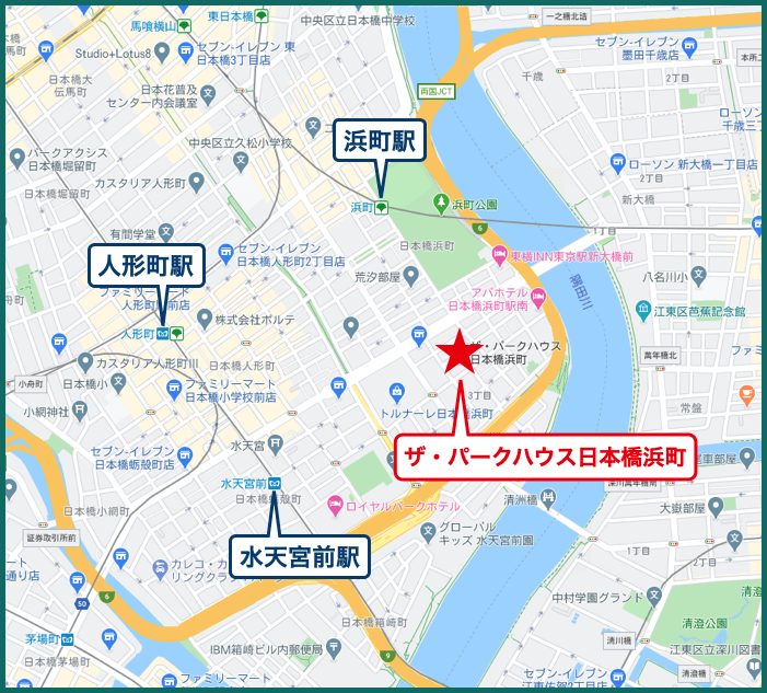 ザ・パークハウス日本橋浜町の地図