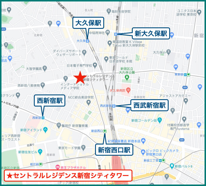 セントラルレジデンス新宿シティタワーの地図