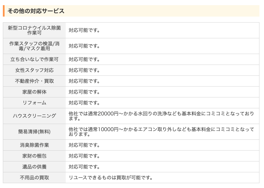 遺品整理業者のサービス内容